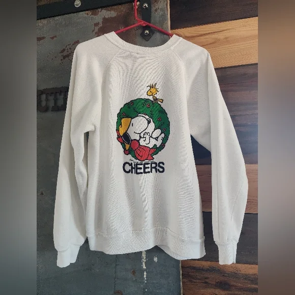 Vintage Artex White Snoopy Holiday Sweatshirt - Picture 1 of 6
